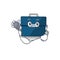 Smiley doctor cartoon character of business suitcase with tools