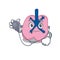 Smiley doctor cartoon character of lung with tools
