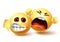 Smiley emoji angry characters vector design. Emoji smiley of mad and shouting