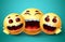Smiley emoji happy family characters vector design. Emoji smiley of parent and kids