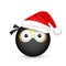 Smiley,emoticon. Black emoji, face with emotions and Christmas hat. New Year, Santa.Winter. Sad happy angry faces.Funny