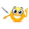 Smiley Emoticon Happily Taking a Vaccine