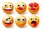 Smiley emoticon vector characters set. Smileys 3d character isolated in white background with happy, crazy, in love and teary eyes