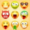 Smiley,emoticons set. Yellow face with emotions. Facial expression. 3d realistic emoji. Funny cartoon character.Mood