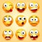 Smiley,emoticons set. Yellow face with emotions. Facial expression. 3d realistic emoji. Funny cartoon character.Mood