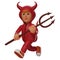 Smiley Face 3D Red Devil Cartoon Picture with walking poses