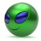 Smiley face alien cartoon cute head emoticon monster green