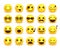 Smiley face cute vector emoticon set with happy facial expressions