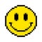 Smiley face pixel art on white background