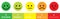 Smiley face satisfaction emoticon happiness smile feedback scale. From happy to angry emotion. Red green circle set. Five star