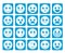 Smiley face vector icons in square flat blue buttons with emotions