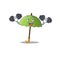 Smiley Fitness exercise green umbrella cartoon character raising barbells