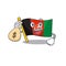 Smiley flag afghanistan Scroll cartoon character with money bag