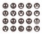 Smiley flat vector emoticons with emotions and funny facial expressions