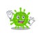 Smiley flaviviridae cartoon mascot design with waving hand