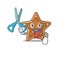 Smiley Funny Barber gingerbread star cartoon character design style