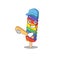 Smiley Funny rainbow ice cream a mascot design with baseball