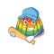 Smiley Funny rainbow jelly a mascot design with baseball