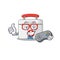 Smiley gamer first aid kit cartoon mascot style