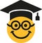 Smiley with glasses and graduation hat