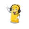 Smiley gold bar cartoon character design wearing headphone