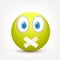 Smiley, green face with emotions.Realistic emoji. Sad or happy,angry emoticon mood.Cartoon character.Vector illustration