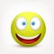 Smiley, green face with emotions.Realistic emoji. Sad or happy,angry emoticon mood.Cartoon character.Vector illustration