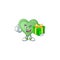 Smiley green love character with gift box