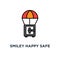 smiley happy safe flying on a parachute, bank deposit icon. safe storage of funds concept symbol design, delivery of money, air
