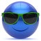 Smiley head emoticon alien face sunglasses cartoon cute ball