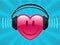 Smiley heart with headphones