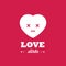 Smiley heart and the text: `Love stinks`. Concept of love. Vector illustration, flat design