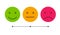 Smiley icon set. Emoticons positive, neutral and negative. Vector isolated red and green mood. Rating smile for customer