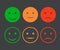 Smiley icon set. Emoticons positive, neutral and negative. Vector isolated red and green mood. Rating smile for customer opinion