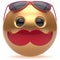 Smiley mustache face emoticon ball happy joyful cartoon person