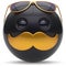 Smiley mustache face emoticon ball happy joyful toy black