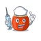 Smiley Nurse chinese drum cartoon character with a syringe