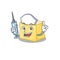 Smiley Nurse creamy butter cartoon character with a syringe