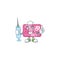 Smiley Nurse pink love coupon cartoon character with a syringe