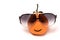 Smiley orange wearing the eyeglasses on white backgrounds. cartoon emotion face orange isolated