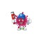 Smiley Plumber amoeba coronaviruses on mascot picture style
