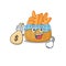 Smiley rich bread basket cartoon character bring money bags