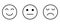 Smiley Sad Neutral Face Feedback Satisfaction Facial Emotion Emoji. Black Outline Illustration Isolated on a White Background. EPS