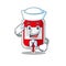 Smiley sailor cartoon character of blood plastic bag wearing white hat and tie