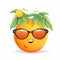 Smiley summer emoticon icon. Smiley emoji summer character .Beach and travel concept. White background. Generative Ai illustration