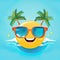 Smiley summer emoticon icon. Smiley summer character at sea. Beach and travel concept. Generative Ai illustration