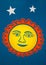 Smiley Sun Graphic on Blue background