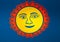 Smiley Sun Graphic on Blue background