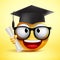 Smiley vector emoticon student smiling holding diploma