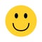 Smiley yellow face emoji on white background